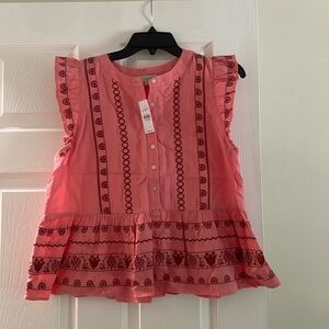 Loft- shirt size small. Brand new with tags. Coral color with darker design